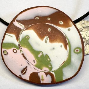 Small Matte Ovalish Mokume Gane Pendant