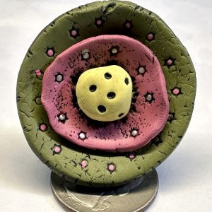 Green Pink Yellow Funky Flower Ring