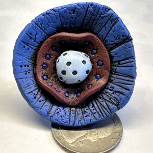 Blue Maroon Blue Funky Flower Ring
