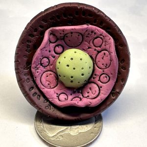 Maroon Pink Green Funky Flower Ring