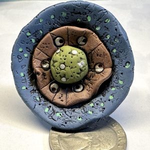 Blue Brown Green Funky Flower Ring