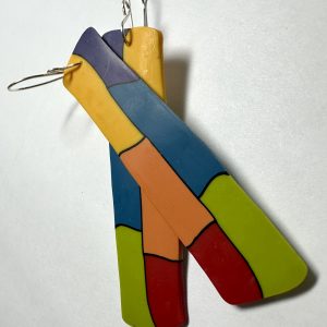 Rainbow Patchwork Statement Earrings