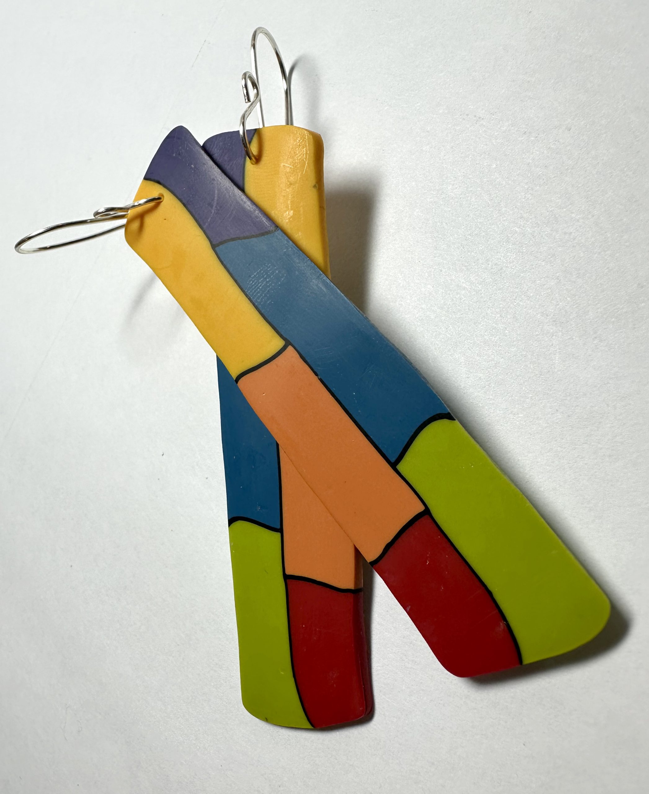 Rainbow Patchwork Statement Earrings