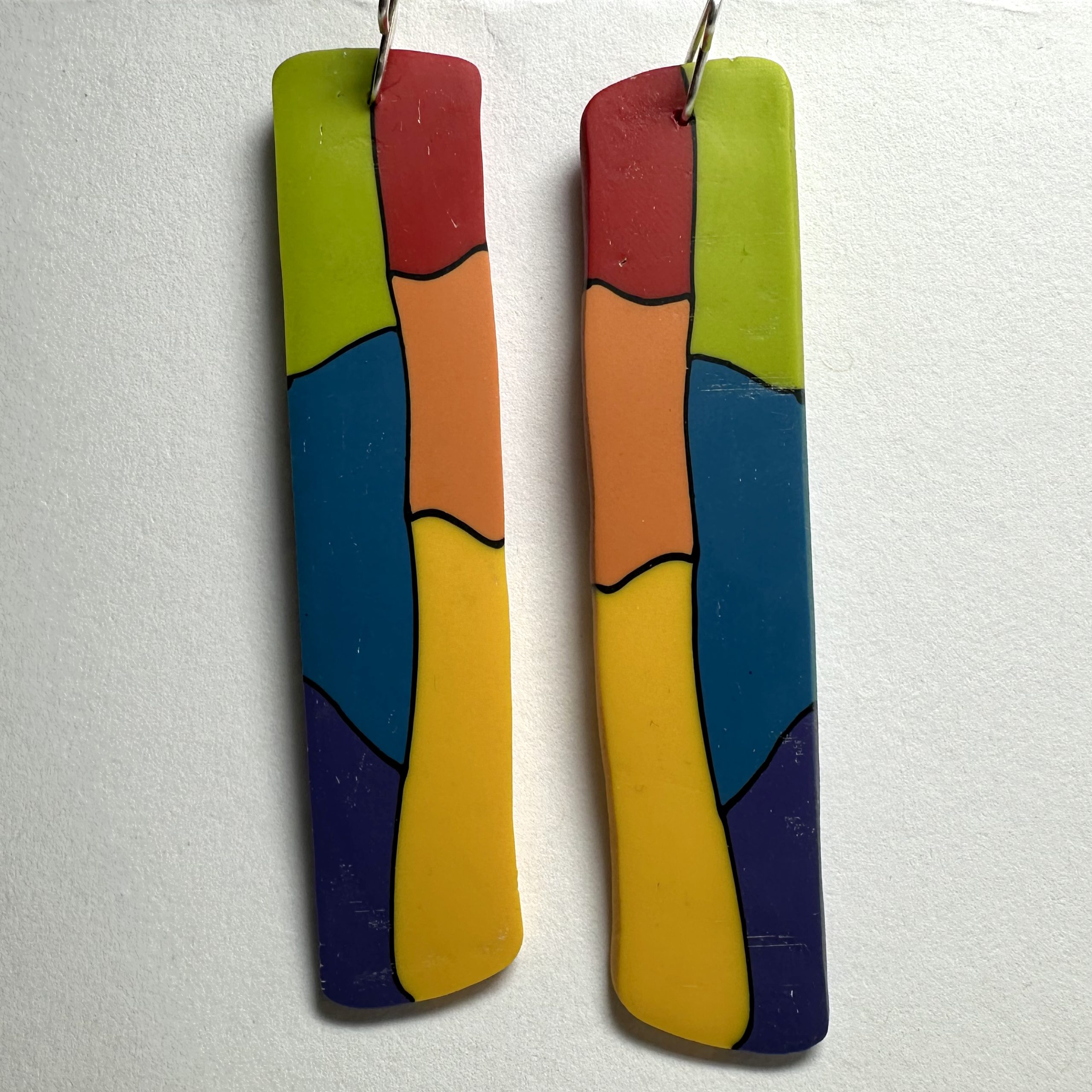 Rainbow Patchwork Statement Earrings - Image 2